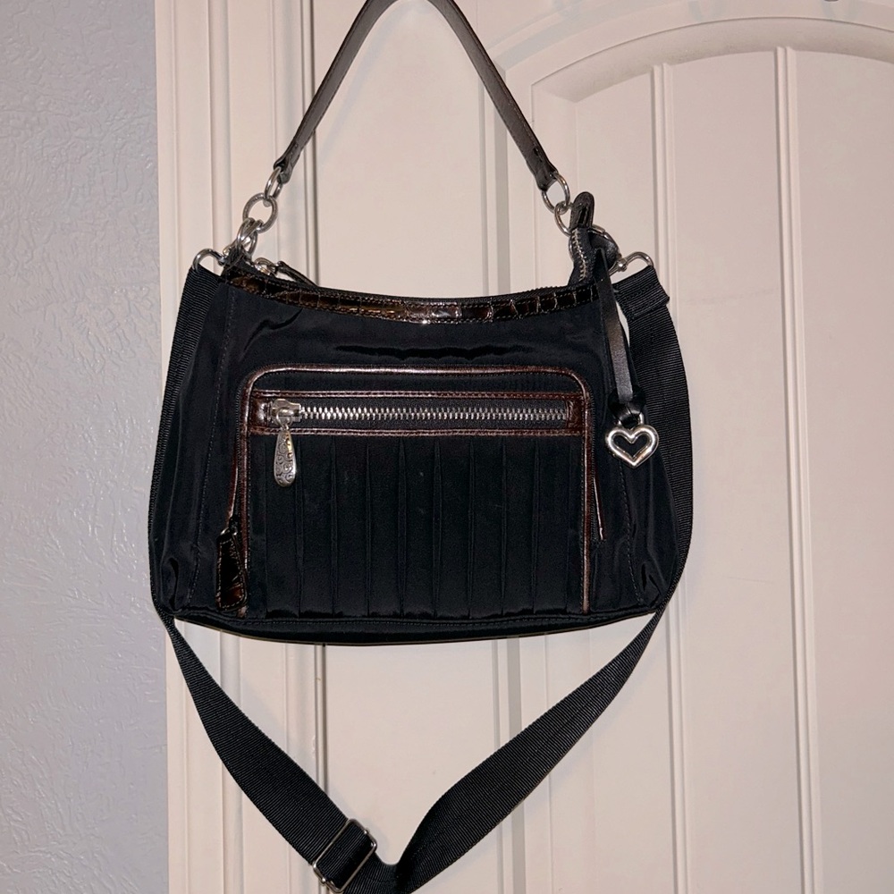 Brighton Black Crossbody Bag with Heart Charm